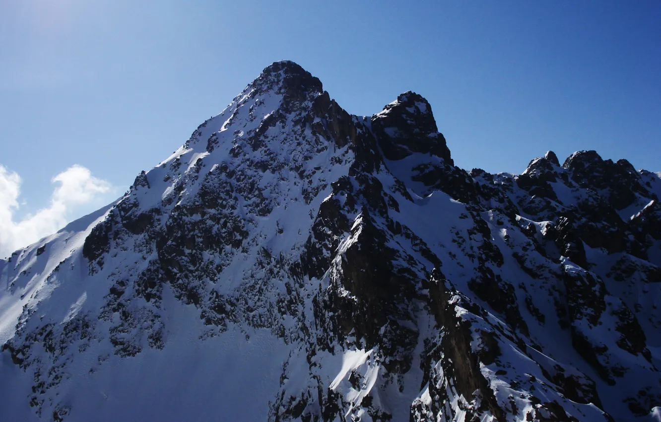 Photo wallpaper sky, blue, snow, watch, Peak, Мountain, Pirin