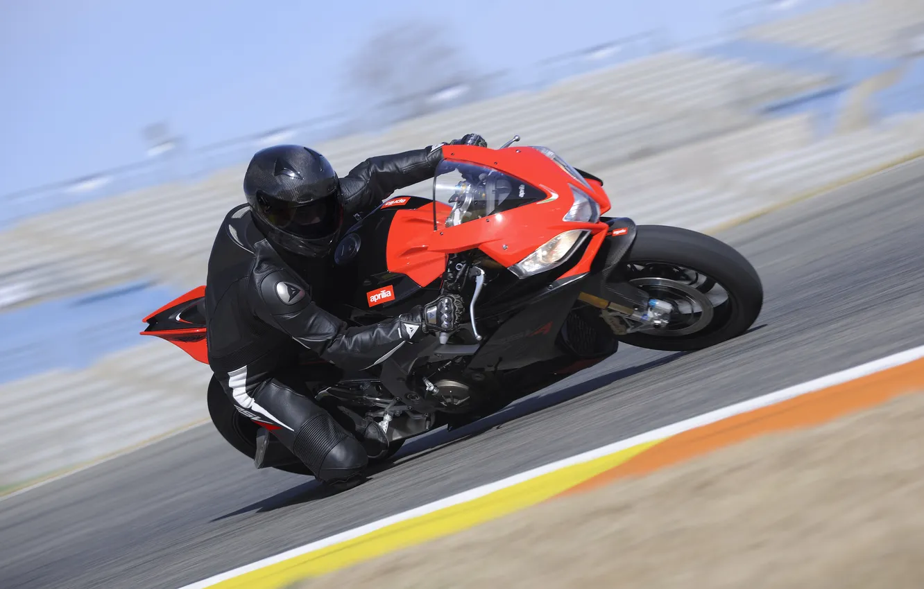 Photo wallpaper road, photo, speed, track, turn, motorcycle, rsv4, Aprillia