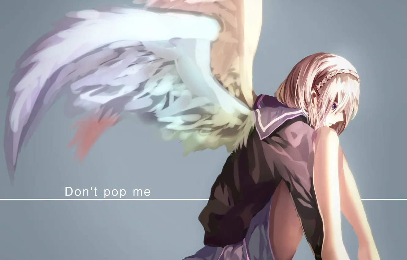Photo wallpaper sadness, girl, wings, angel, vocaloid, Vocaloid, longing, art