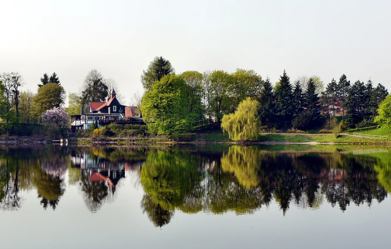 Photo wallpaper the city, river, photo, Germany, house, Hertzberg