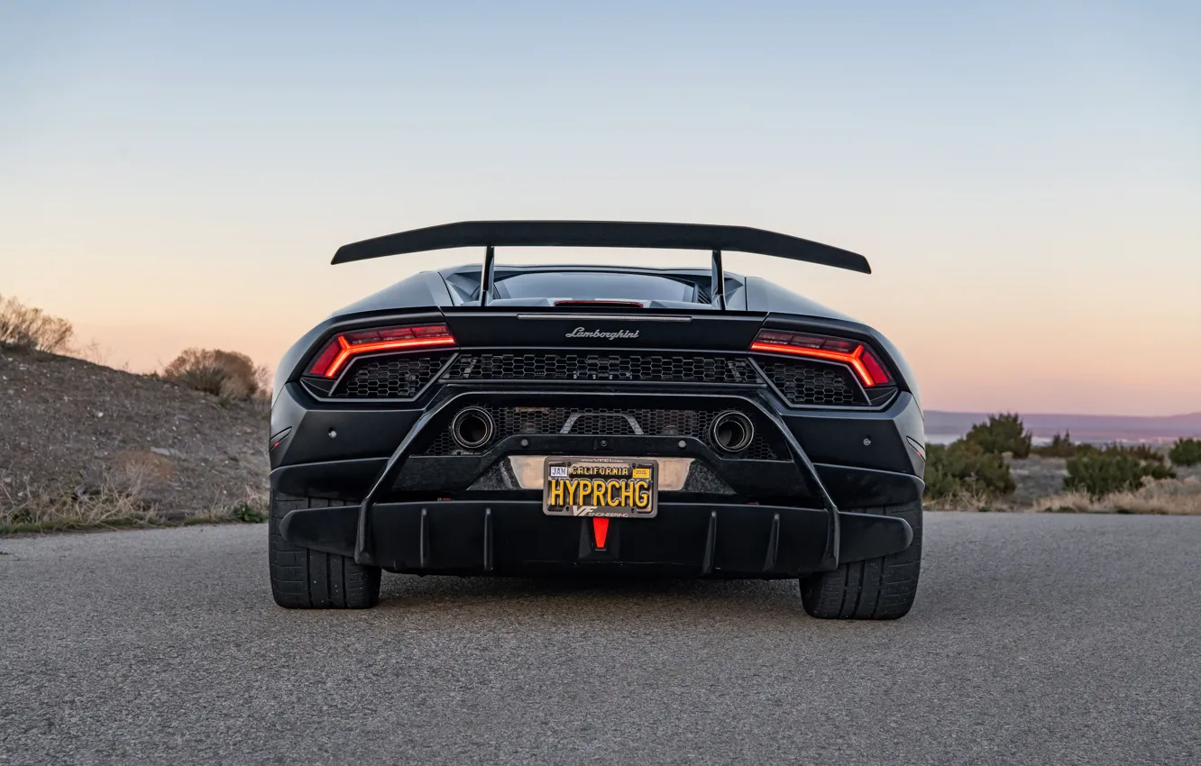 Photo wallpaper sunset, the evening, Lamborghini, rear view, Performante, Huracan, 2020, VF Engineering