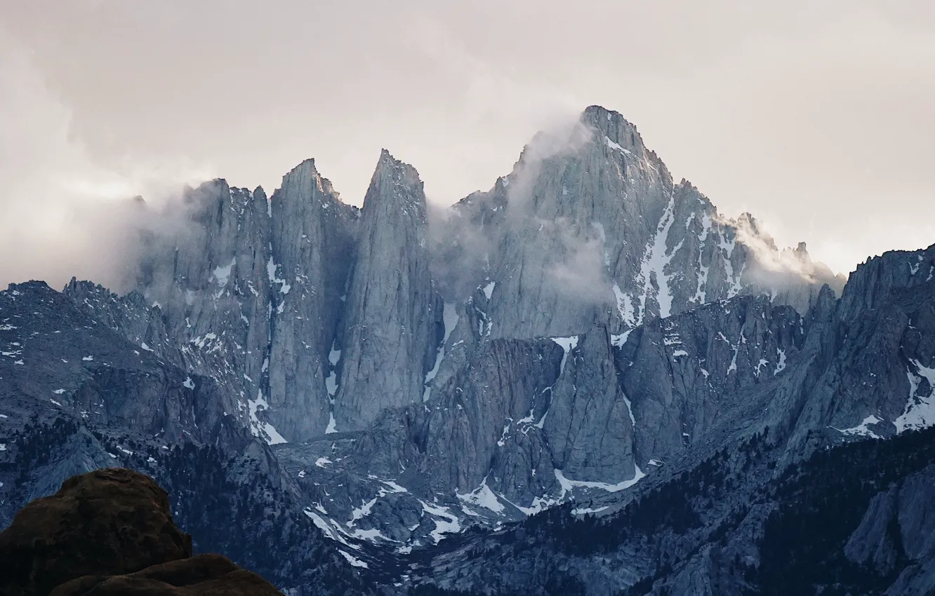 Photo wallpaper the sky, clouds, snow, mountains, nature, rocks
