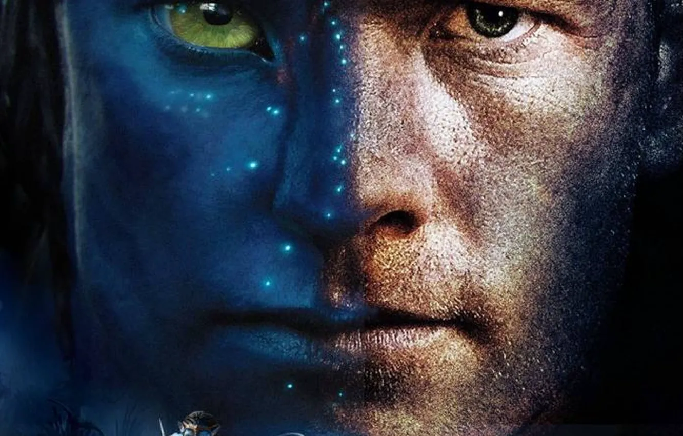 Photo wallpaper look, face, male, Jake Sully, closeup, Sam Worthington, Avatar 2, 2022