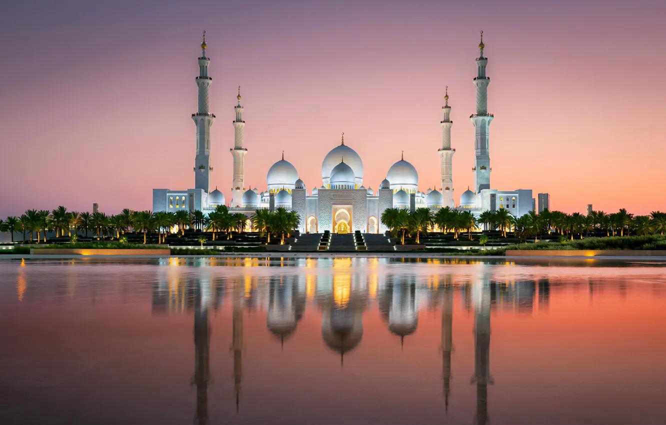 Photo wallpaper Abu Dhabi, UAE, Grand Mosque, Sheikh Zayed