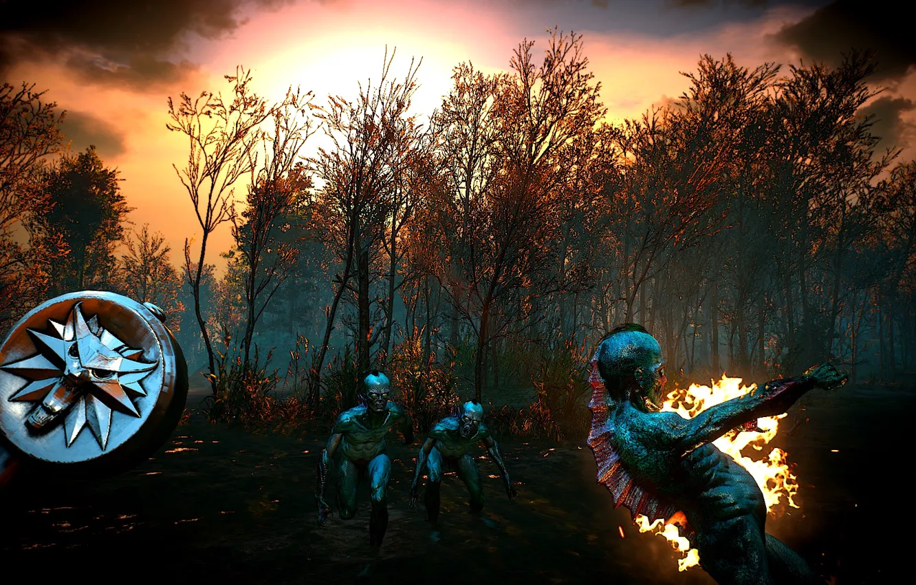 Photo wallpaper swamp, Sunset, Geralt, The Witcher 3 Wild Hunt, game of the year, game of the …
