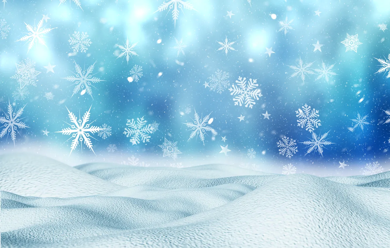 Photo wallpaper winter, snow, snowflakes, the snow