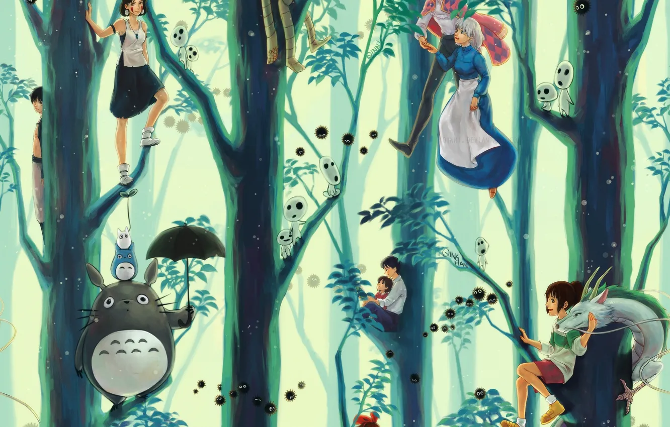 Photo wallpaper anime, Anime, Hayao Miyazaki, Totoro, Princess Mononoke