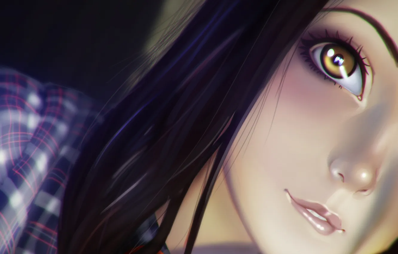 Photo wallpaper eyes, girl, face, hair, portrait, art, lips