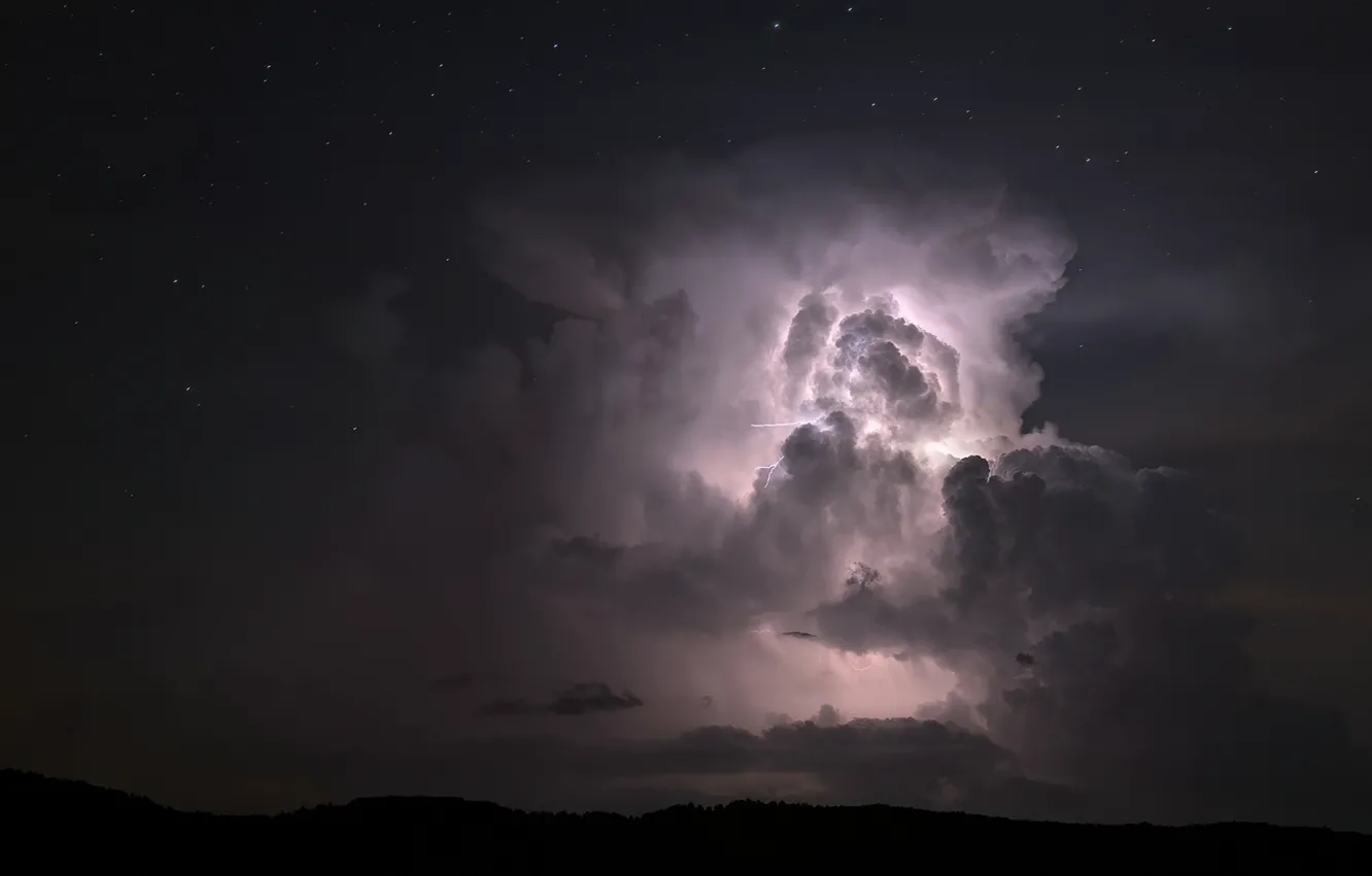 Photo wallpaper the storm, the sky, clouds, night, lightning