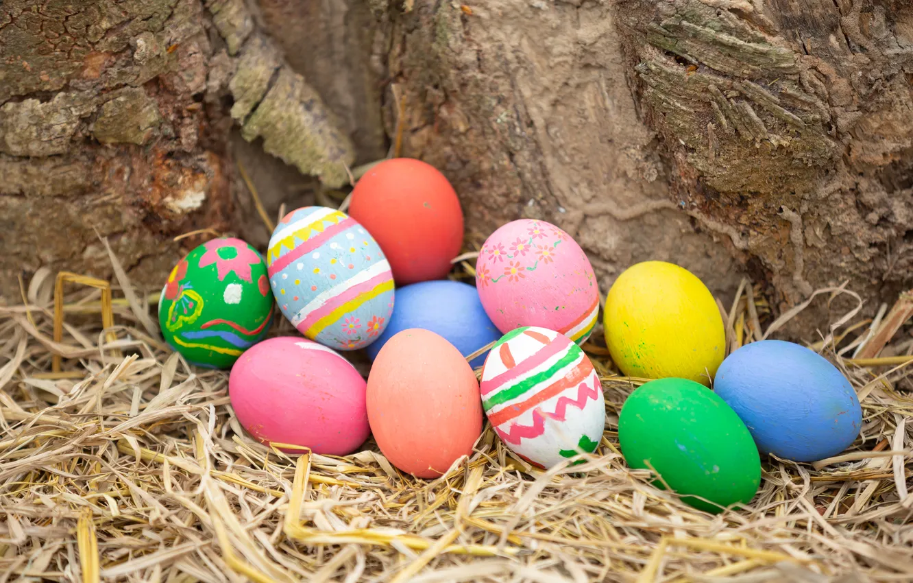 Photo wallpaper eggs, spring, colorful, Easter, spring, Easter, painted, eggs