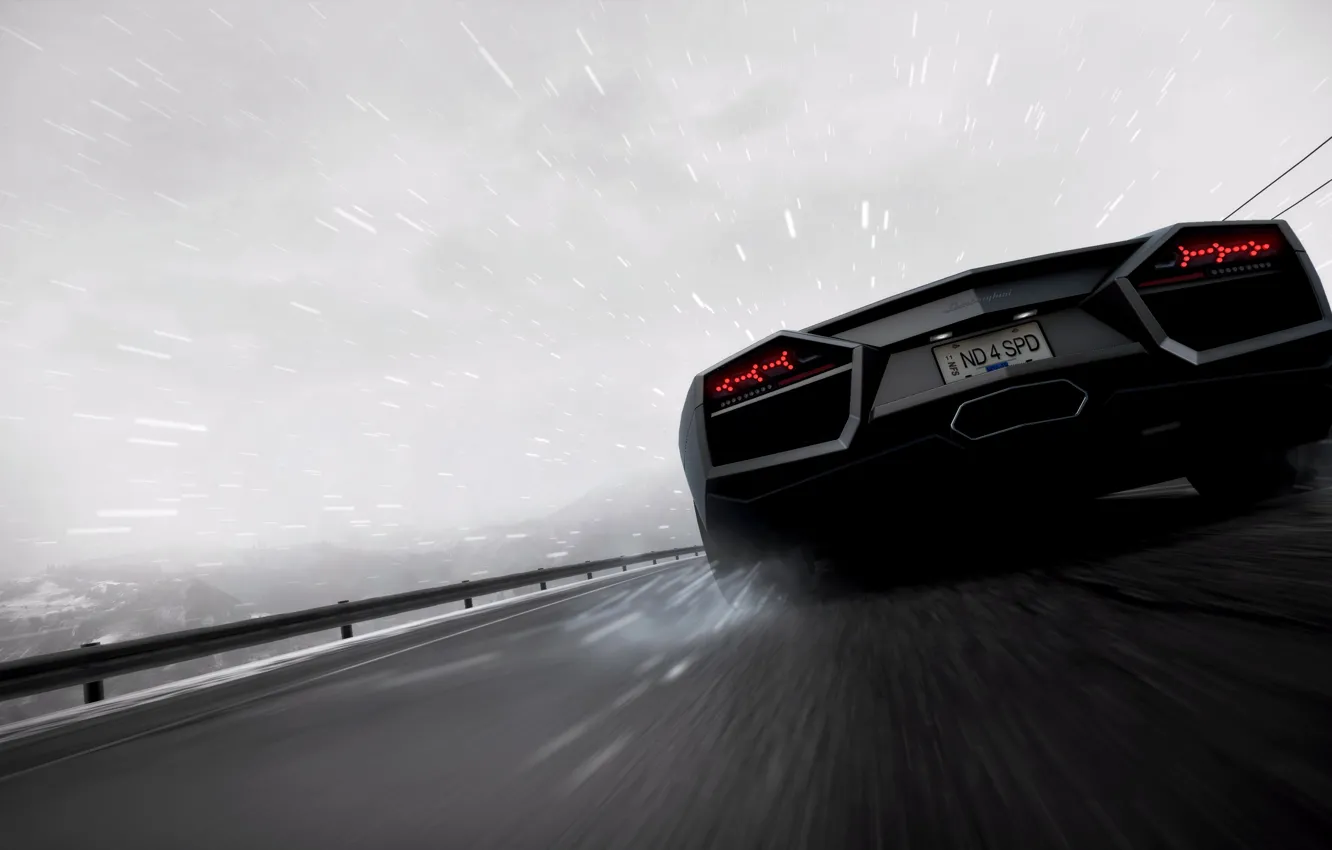 Photo wallpaper Lamborghini, Reventon, 2010, Need for Speed, Hot Pursuit, black &amp; white