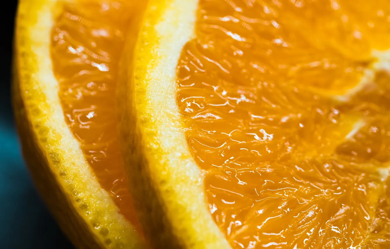 Photo wallpaper fruit, orange, cut, peel