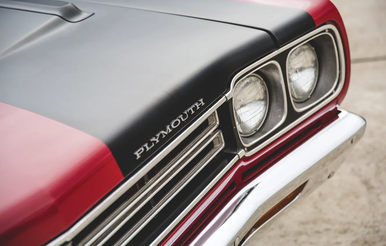 Photo wallpaper 1969, Plymouth, Road Runner, badge, Plymouth Road Runner Convertible