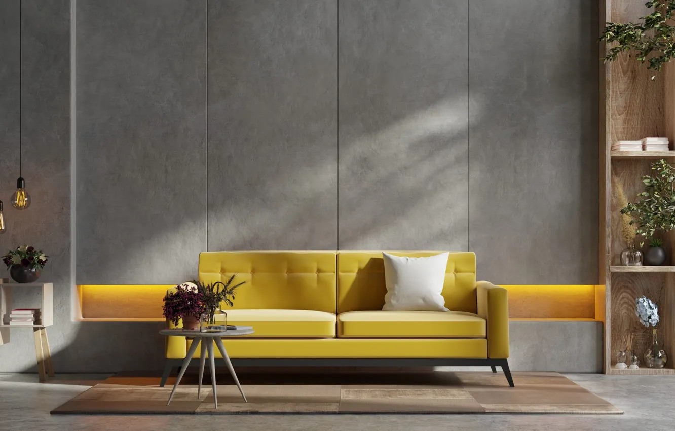 Photo wallpaper design, style, room, plant, interior, table, table, living room