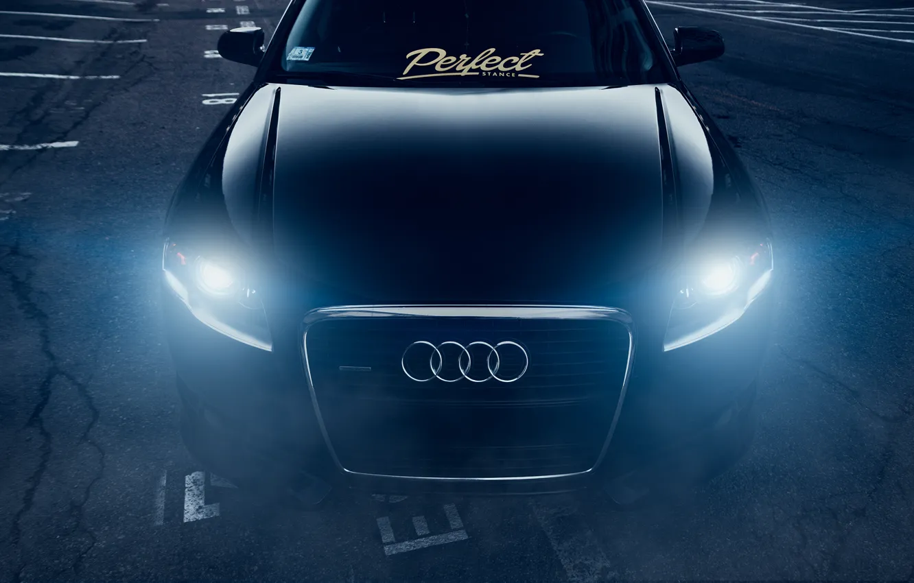Photo wallpaper Audi, Dark, Front, Black, Stance, Slammed, Vehicle, Ligth