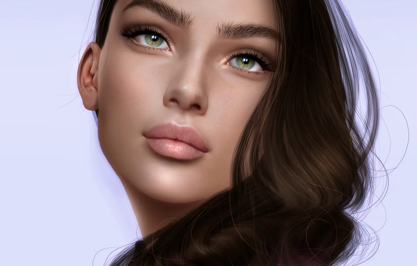 Photo wallpaper girl, hair, portrait, brunette