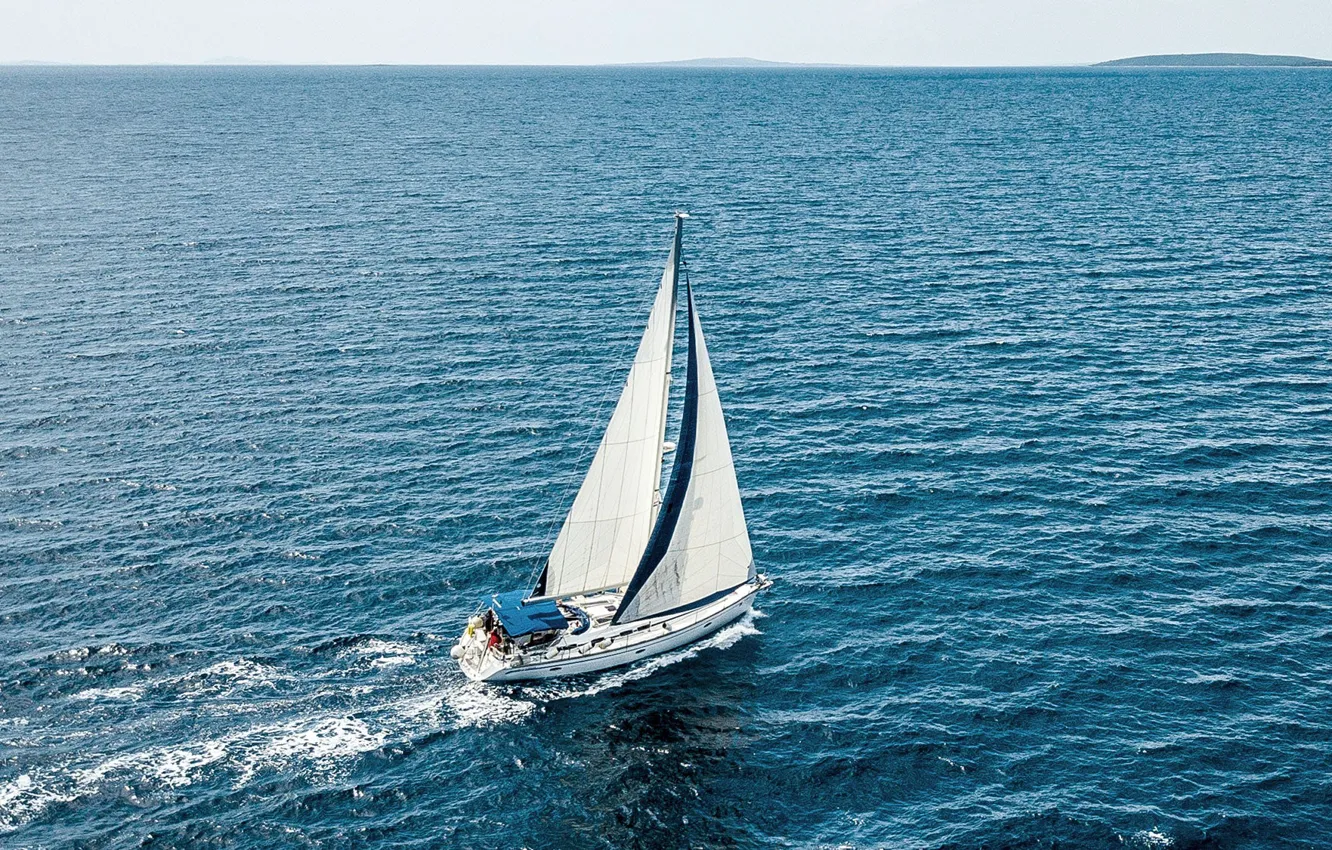 Photo wallpaper sea, the way, the wind, coast, yacht, sail