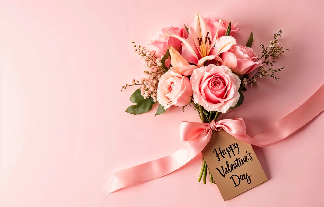 Photo wallpaper love, flowers, romance, roses, bouquet, love, Valentine's day, flowers