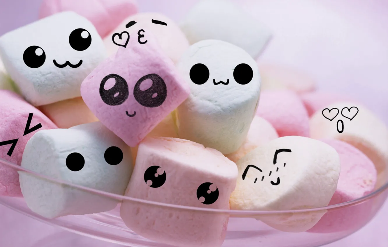 Photo wallpaper sweets, smiley, marshmallows, marshmallow