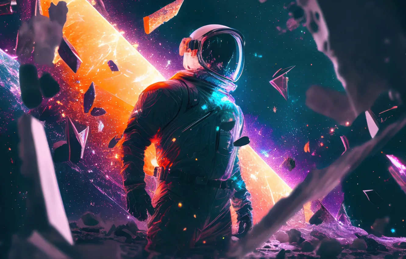 Photo wallpaper digital art, astronaut, AI Generated