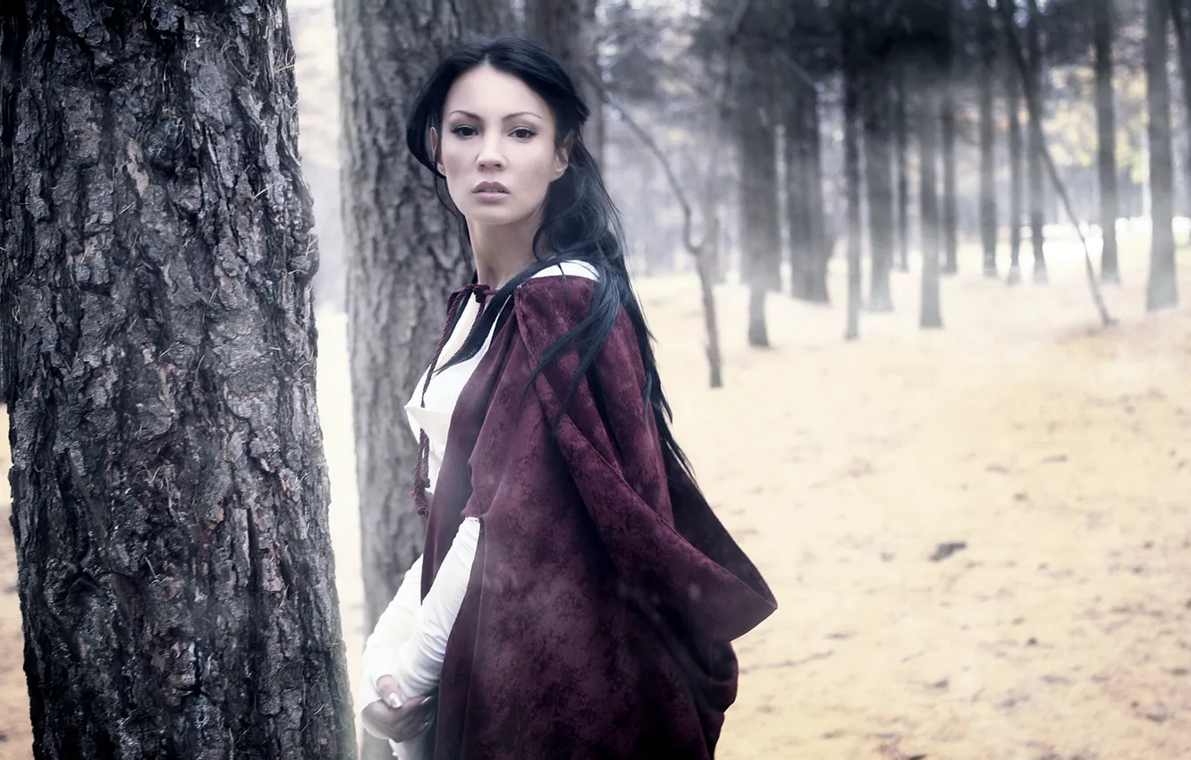 Photo wallpaper forest, girl, portrait