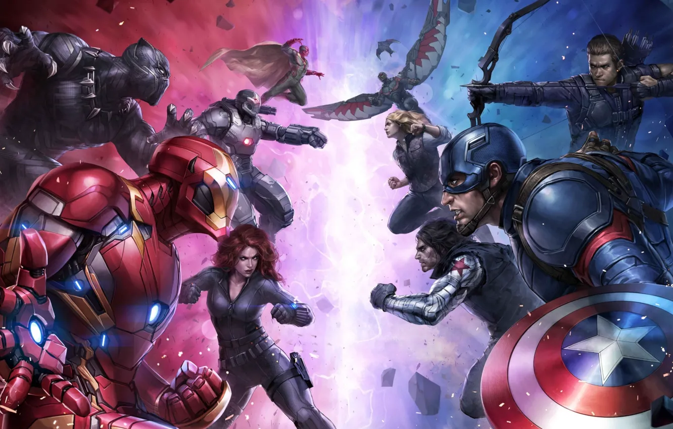 Photo wallpaper Art, The film, Iron Man, Captain America, Spider Man, Ant-Man, Captain America: Civil War, The …