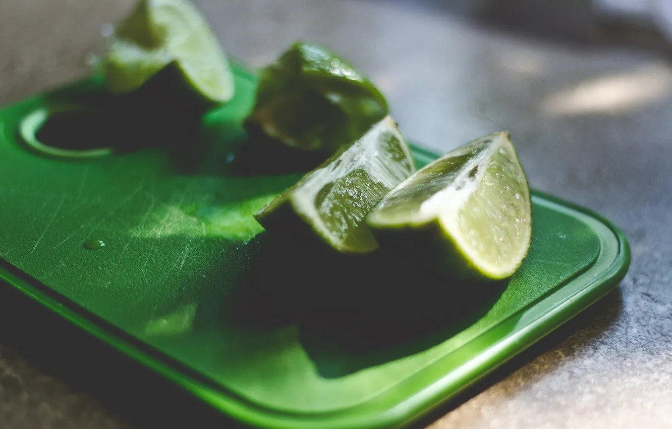 Photo wallpaper green, Board, citrus, macro, lime