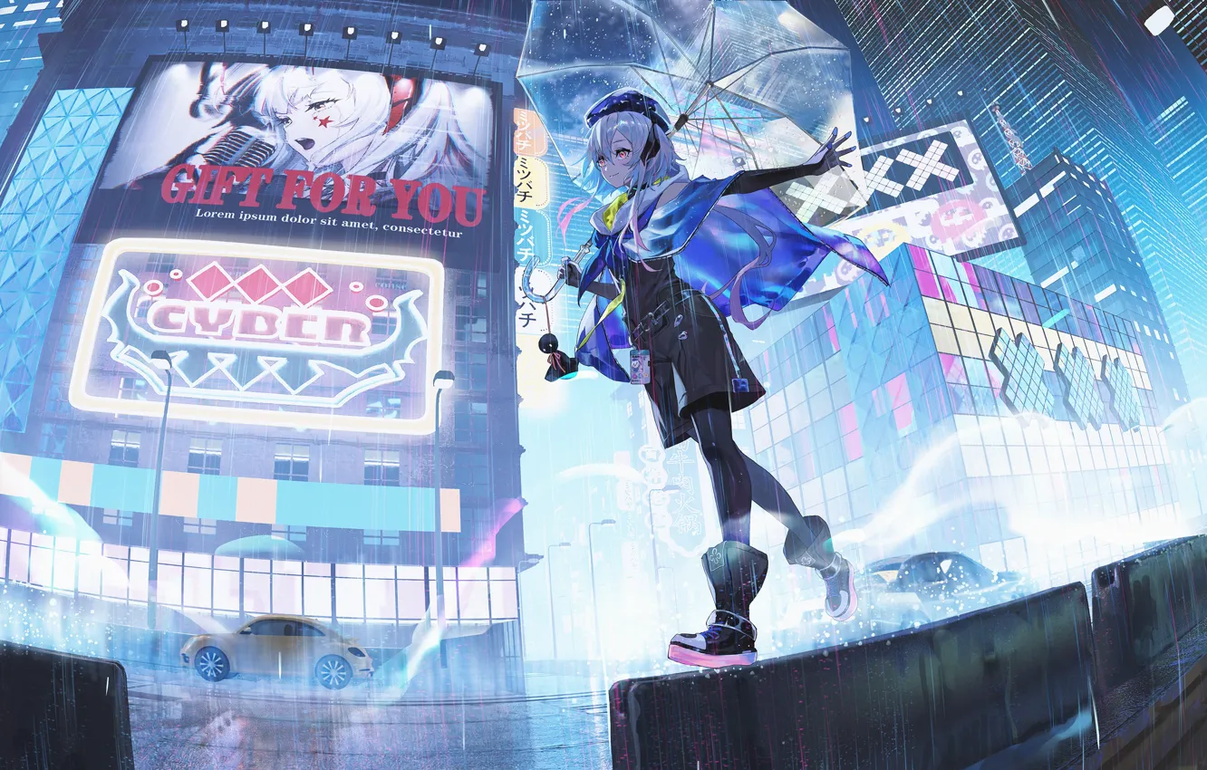 Photo wallpaper girl, rain, the evening, guy, Mizuki, W, Arknights