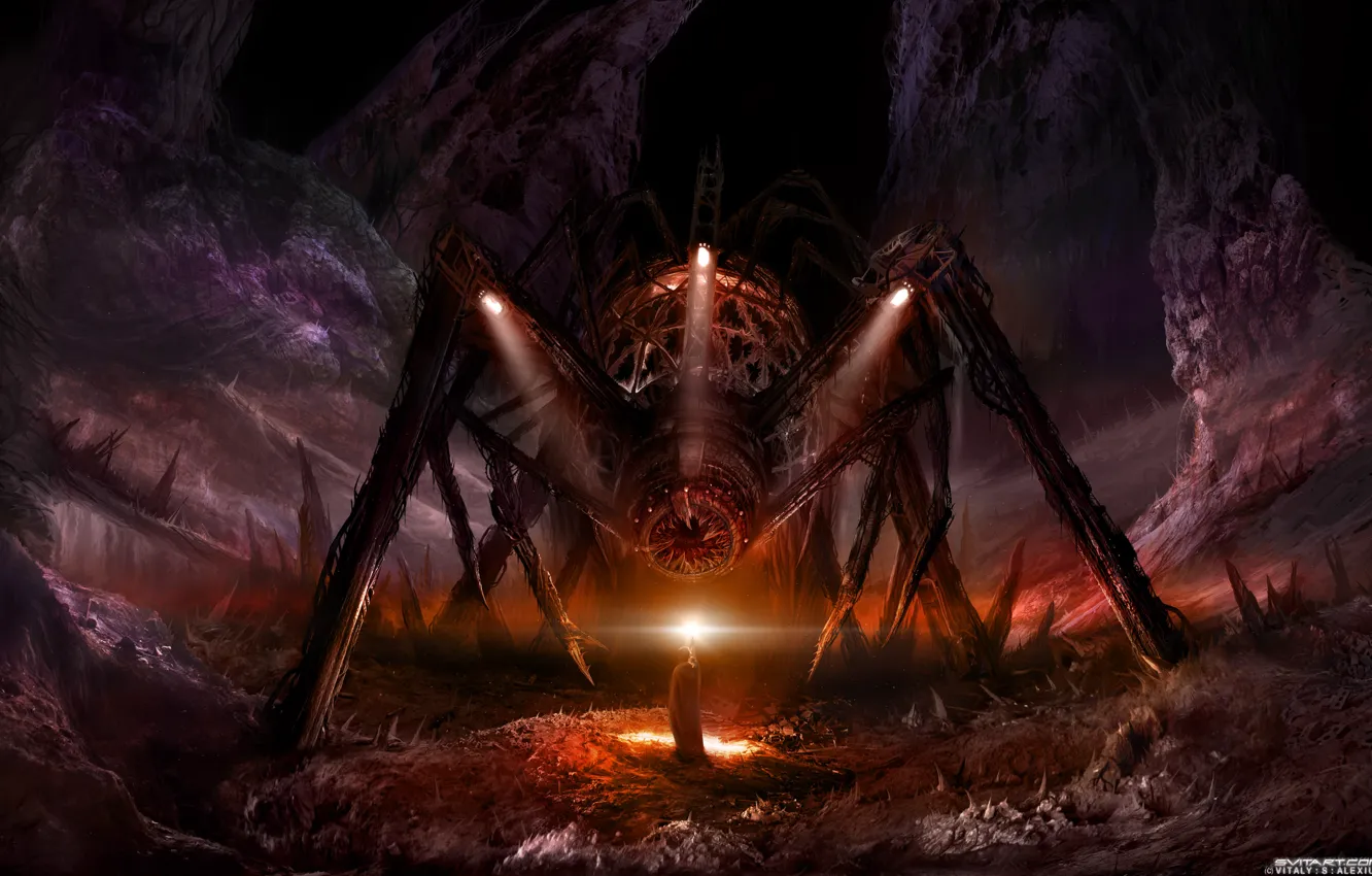 Photo wallpaper light, robot, monster