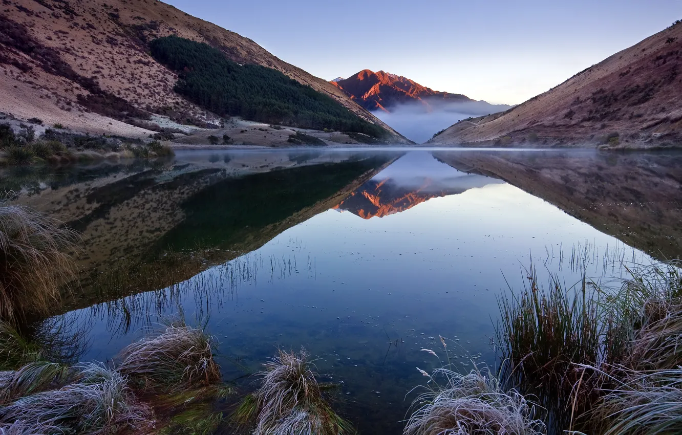 Photo wallpaper lake, reflection, new Zealand, queenstown