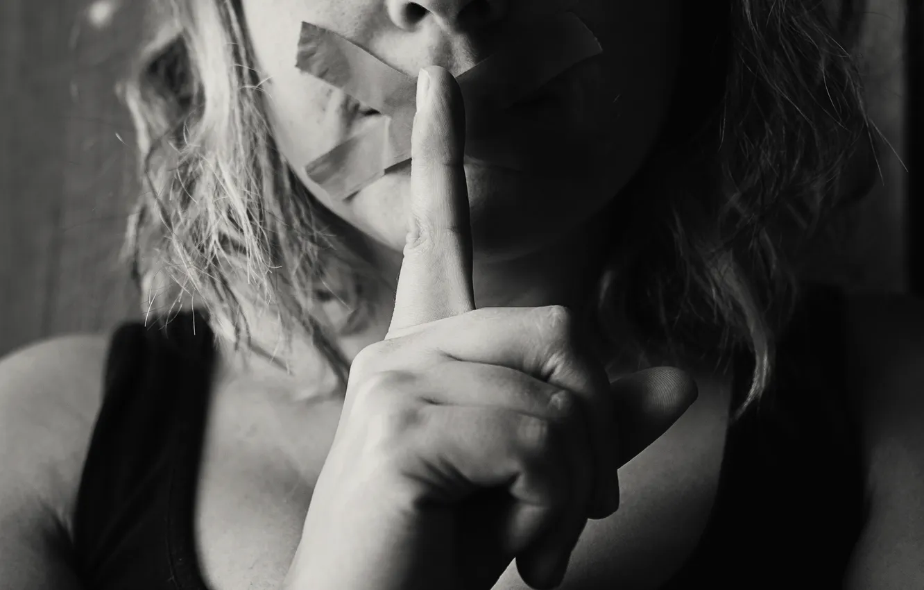 Photo wallpaper silence, finger, risk, closed mouth, witness