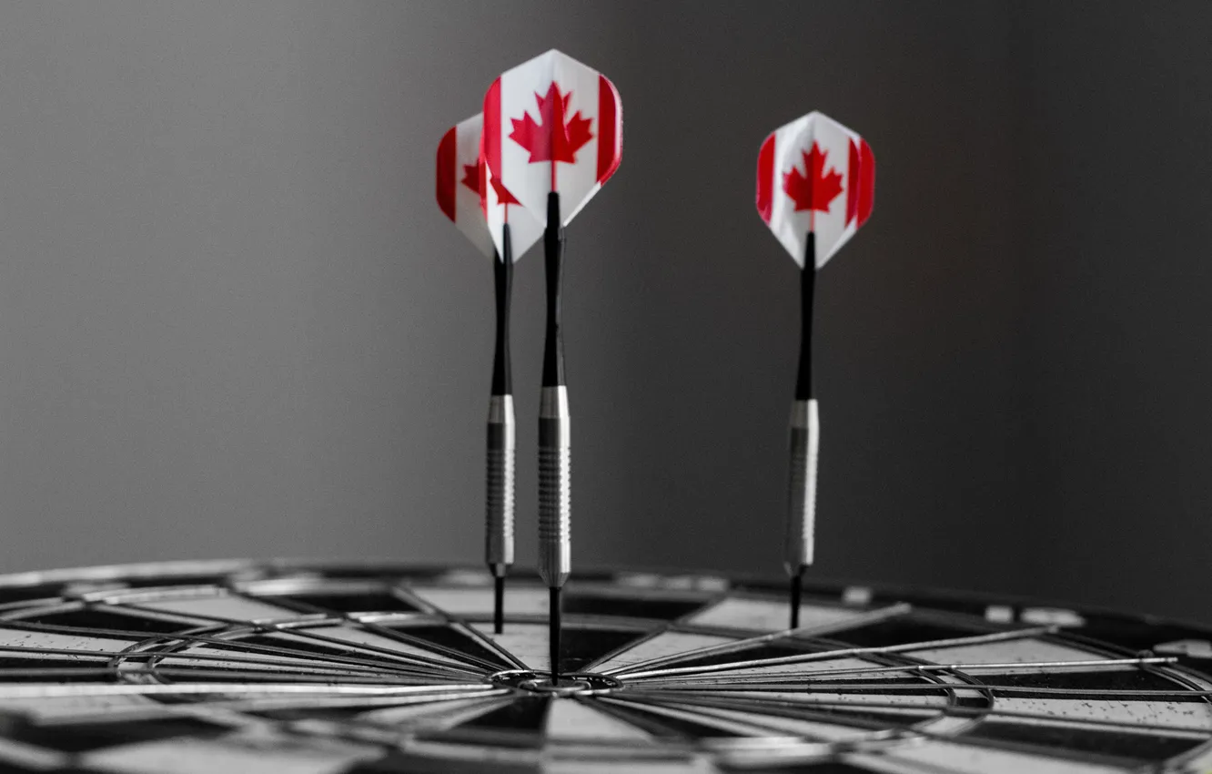 Photo wallpaper flag, Canada, black and white, Darts