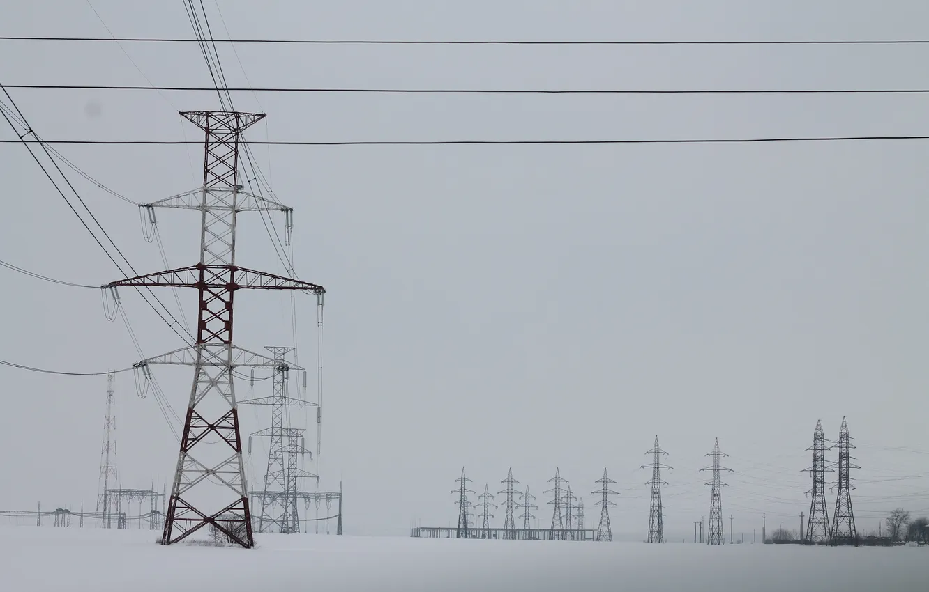 Photo wallpaper landscape, wire, support