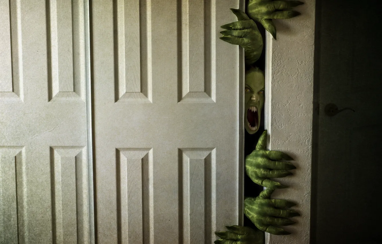 Photo wallpaper background, fear, the door
