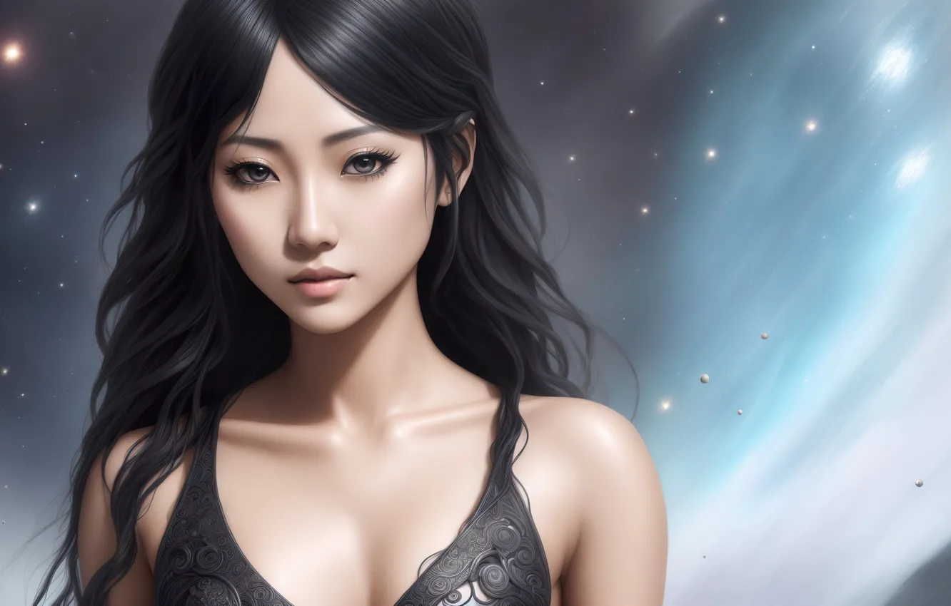 Photo wallpaper space, girl, fantasy, art, Future, asian, digital art, fantasy art