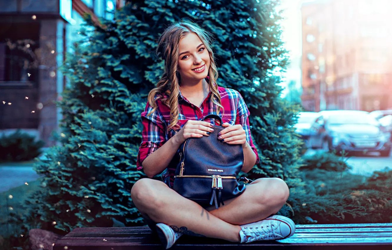 Photo wallpaper look, pose, model, sneakers, portrait, makeup, hairstyle, shirt