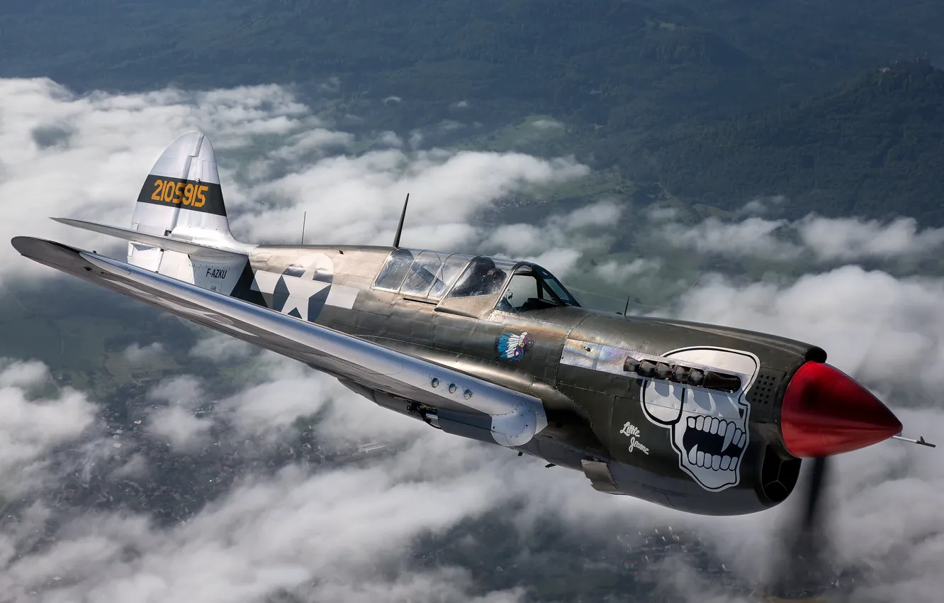 Photo wallpaper time, fighter, The second world war, P-40N