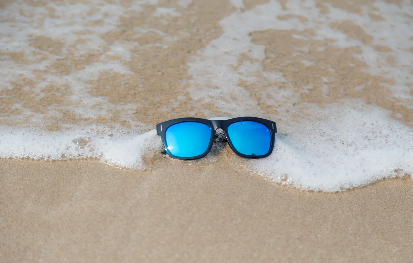 Photo wallpaper sand, sea, beach, summer, stay, glasses, summer, beach