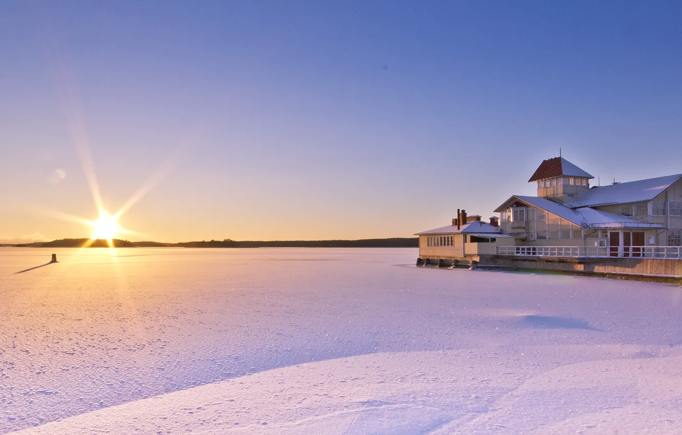 Photo wallpaper winter, sunset, Finland, Finland, Raseborg, Raasepori, Tammisaari