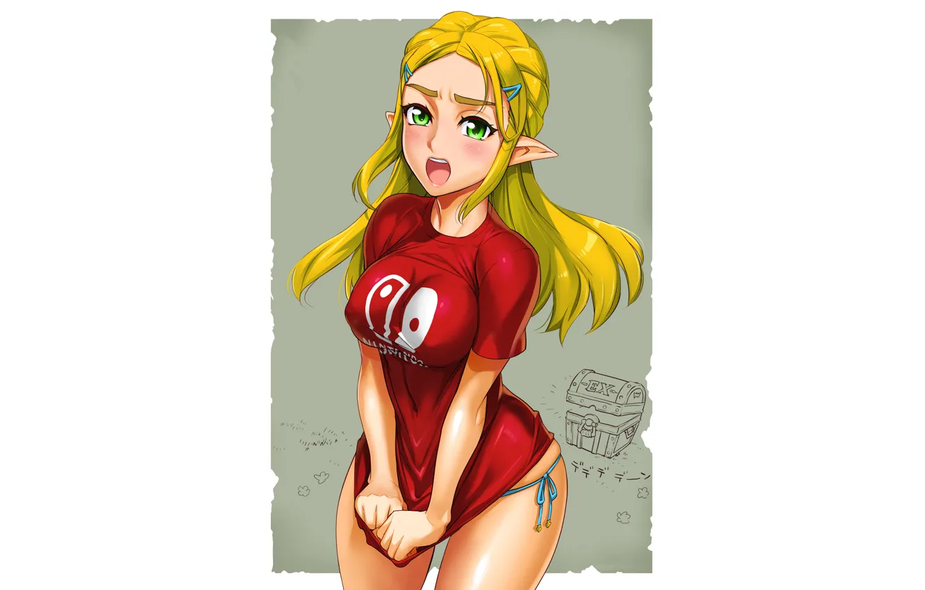 Photo wallpaper girl, sexy, green eyes, long hair, boobs, anime, beautiful, pretty