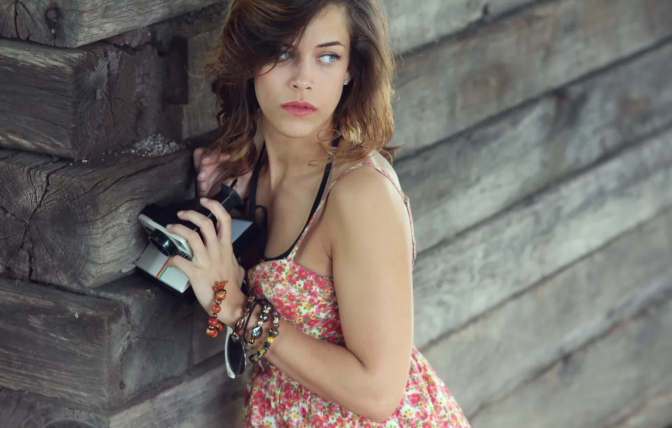 Photo wallpaper girl, the camera, bracelet