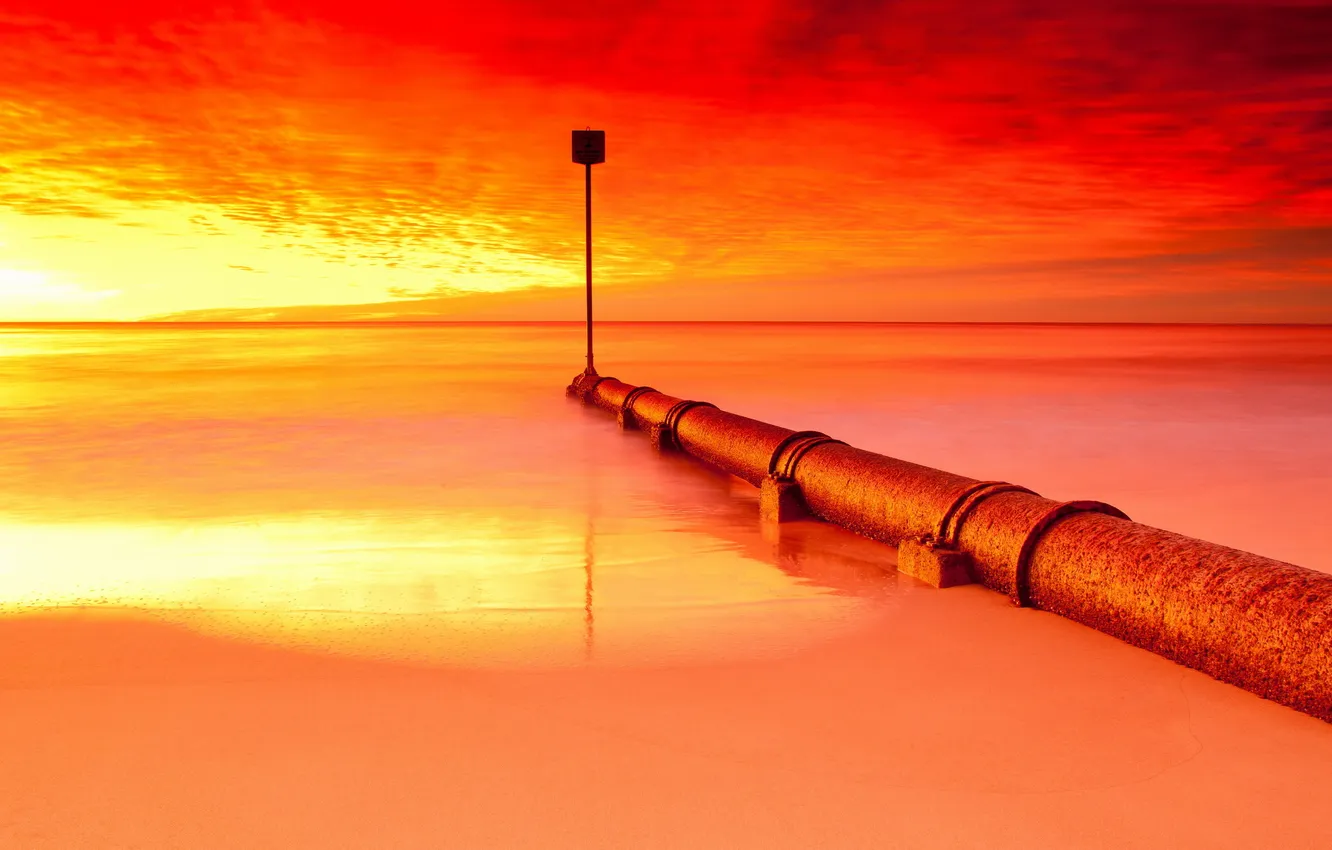 Photo wallpaper sea, night, style, sign, color, pipe