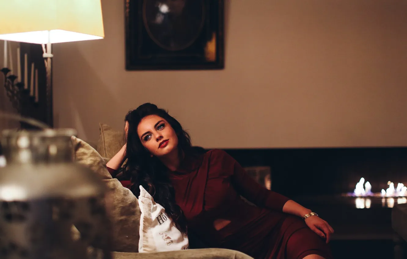 Photo wallpaper look, girl, decoration, reverie, lights, mood, model, feelings