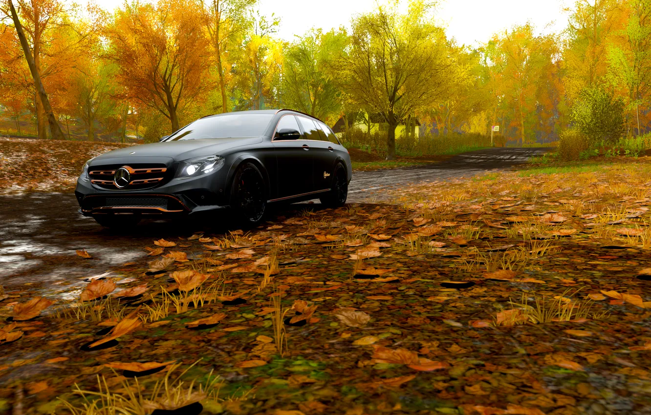 Photo wallpaper car, Mercedes-Benz, black cars, vehicle, video games, Forza Horizon 4, 350 d, Mercedes Benz 350 …