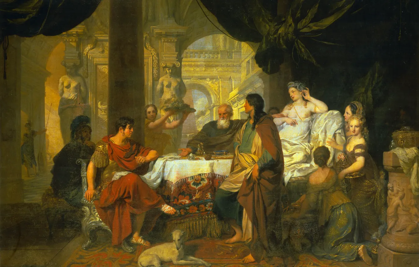 Photo wallpaper oil, picture, canvas, history, Gerard de Lares, The Banquet Of Cleopatra