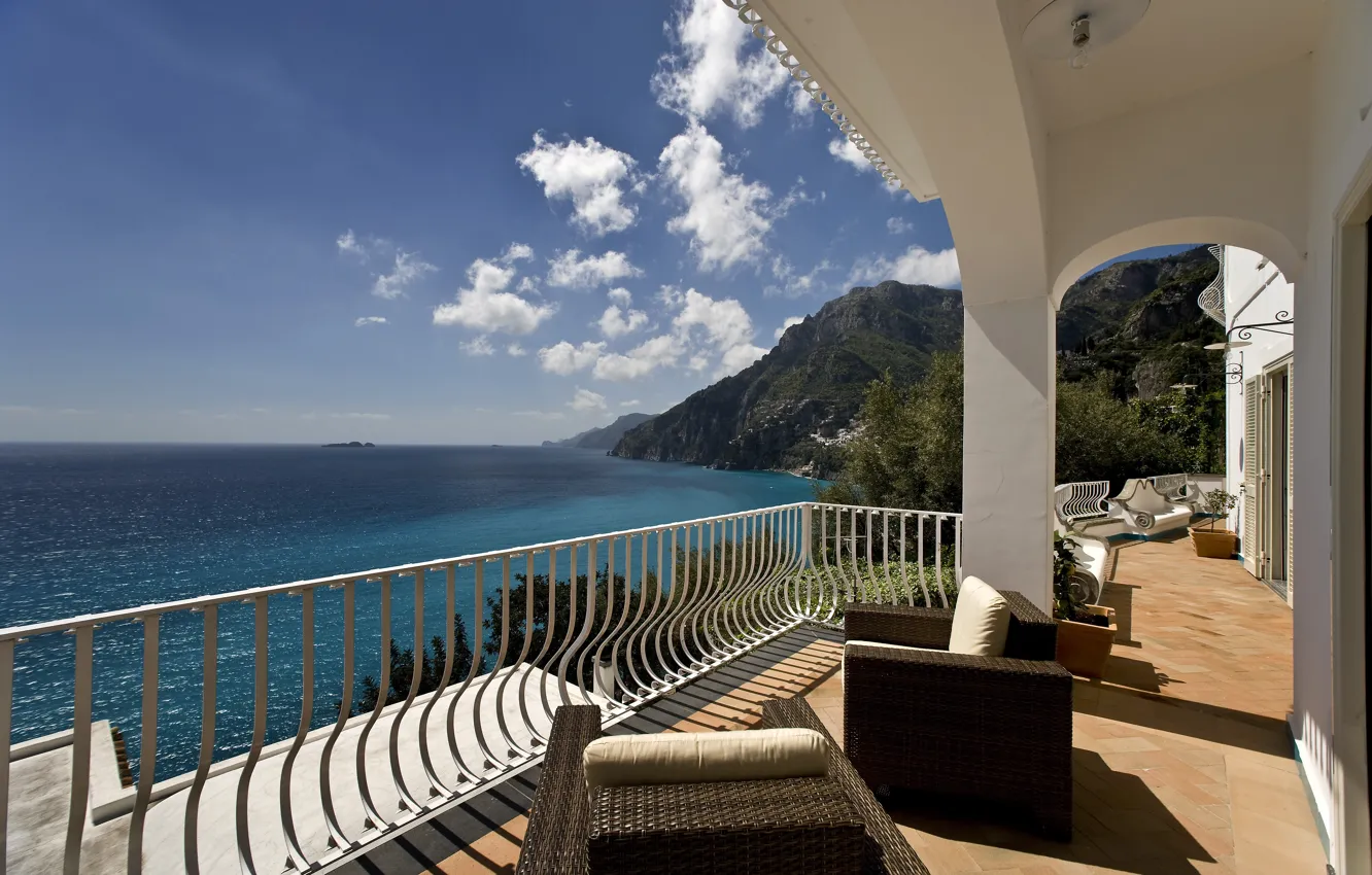 Photo wallpaper sea, the city, Villa, Italy, terrace, Salerno, Positano