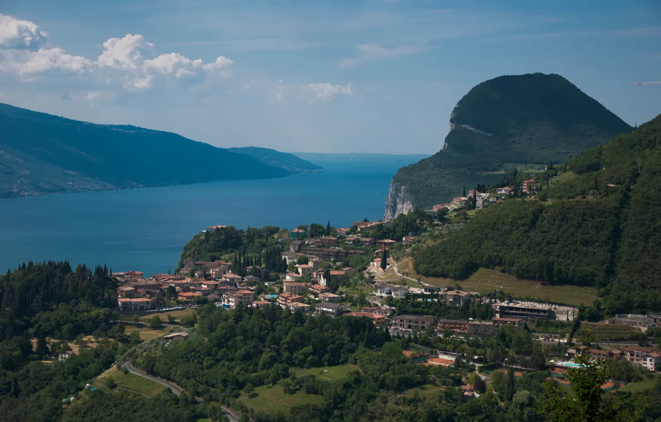 Photo wallpaper Panorama, Italy, Italy, Italia, Panorama, Lake Garda, Garda, Lake Garda