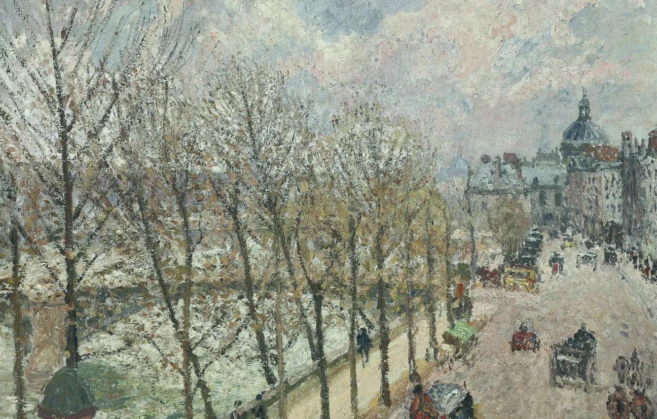 Photo wallpaper bridge, the city, river, Paris, picture, hay, the urban landscape, Camille Pissarro