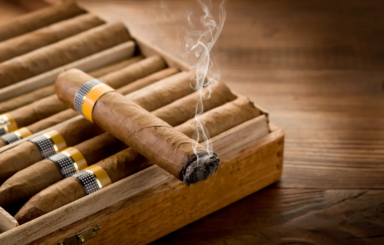 Photo wallpaper macro, tobacco, Cigar