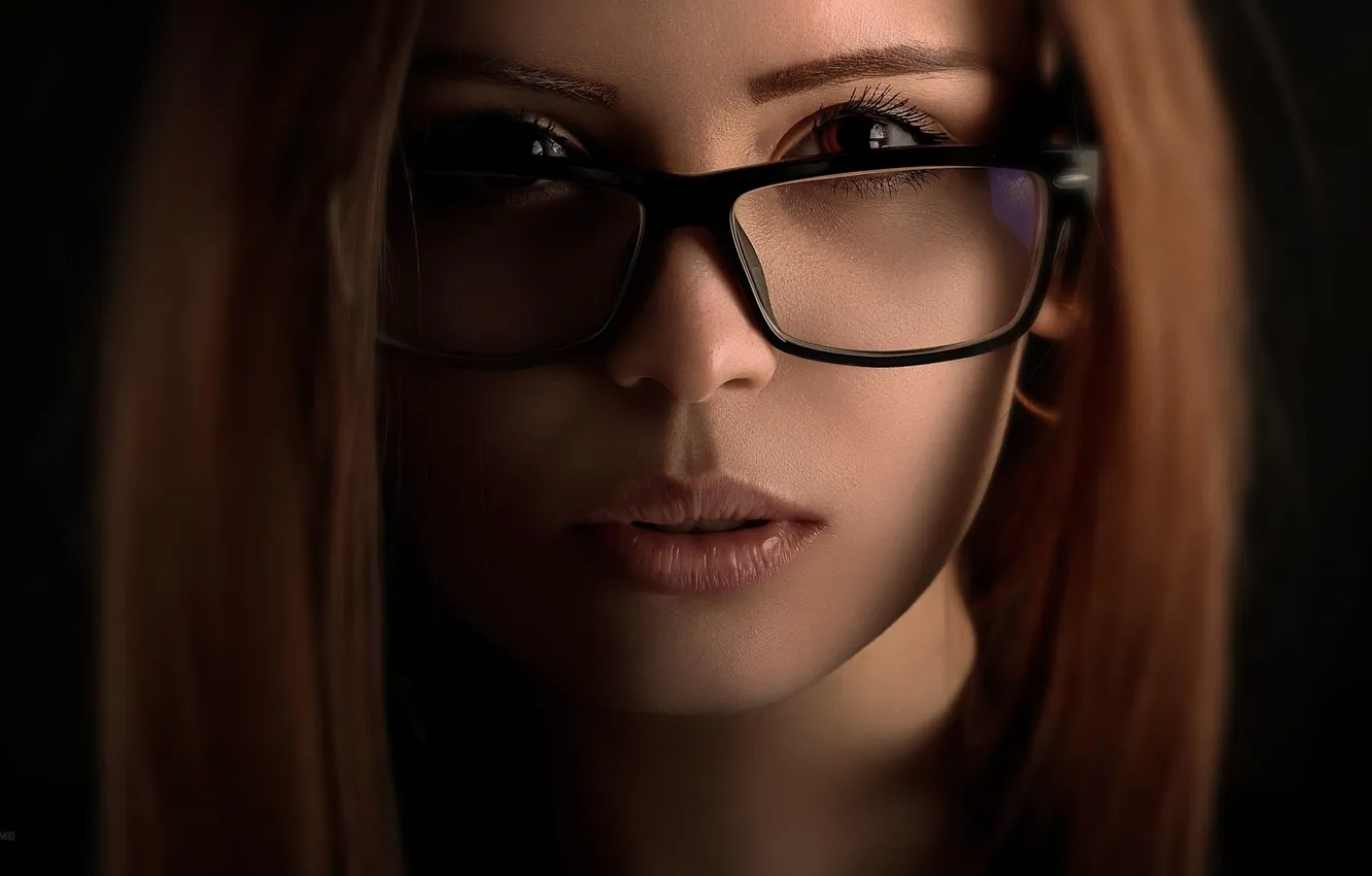 Photo wallpaper look, close-up, face, model, portrait, makeup, glasses, hairstyle